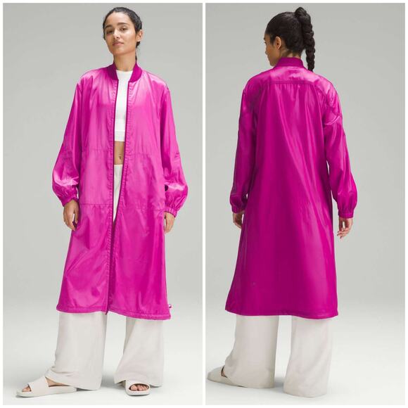 Lululemon Reversible Drape-Sleeve Long Jacket Sonic Pink Wild Berry Size 10 NEW - Picture 1 of 7